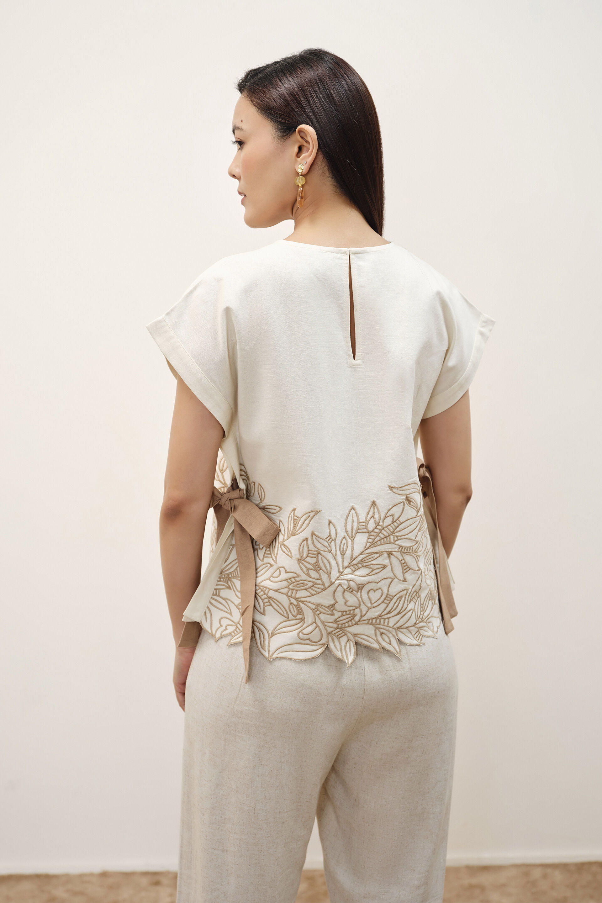 Cream Cutwork Boxy Top, Cream, image 5